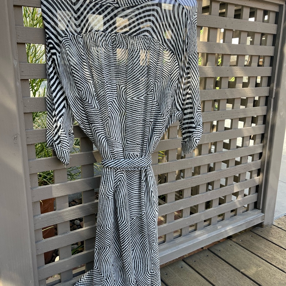 Isabel Marant Black and White Sheath Dress with Dolman Sleeves